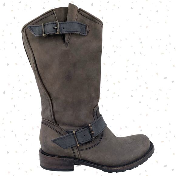 Freebird By Steven Prince Boot Gray Engineer Buckle Biker Moto Boots Size 7 - Picture 5 of 16